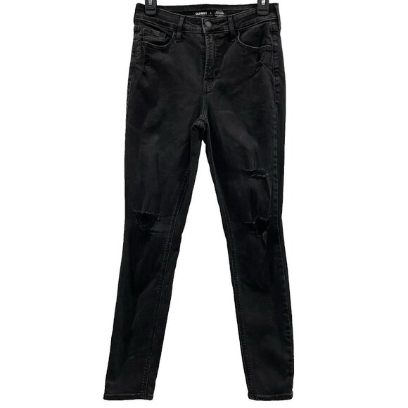 Old Navy Rockstar Super Skinny Jeans Womens 6 Black Jegging High Rise Stretch - Picture 1 of 7